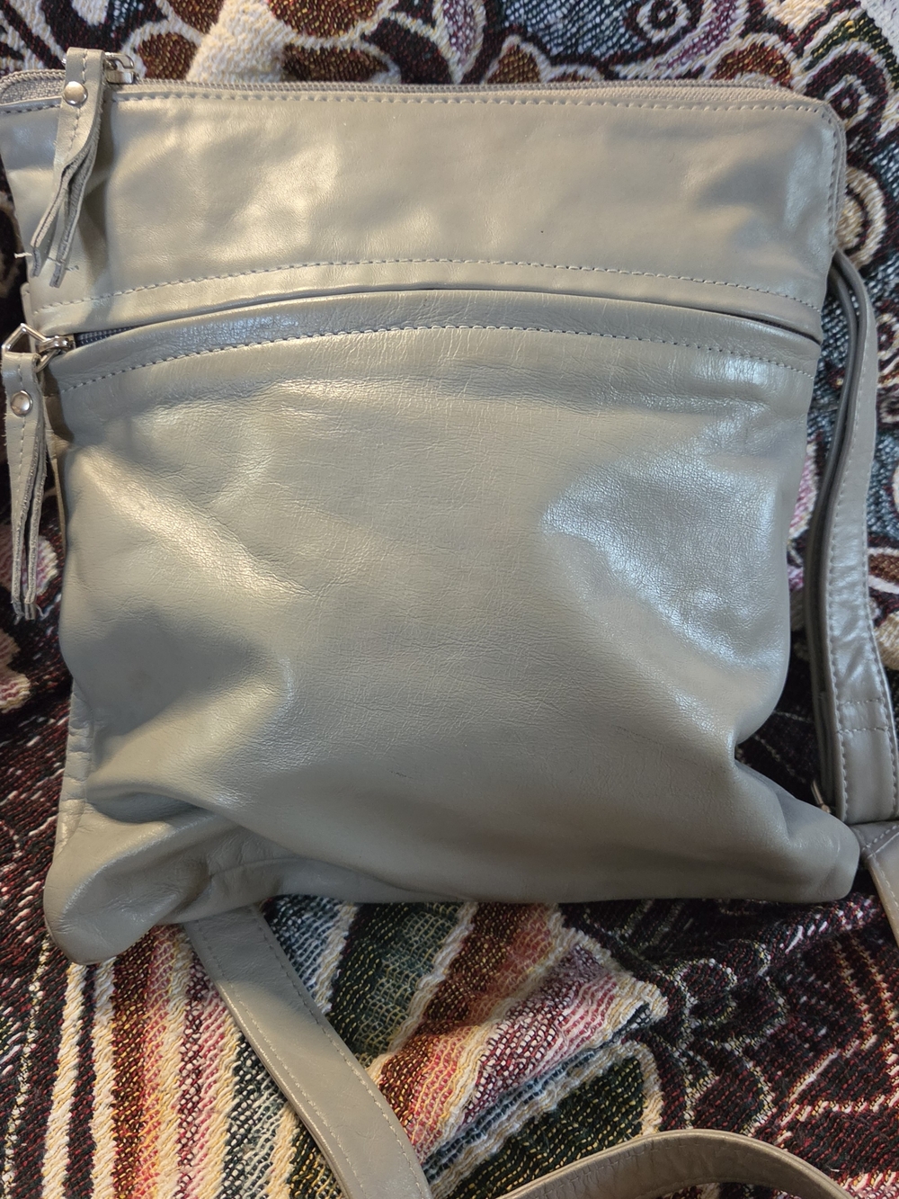 Latico Calf Leather Crossbody Bag in Light Gray